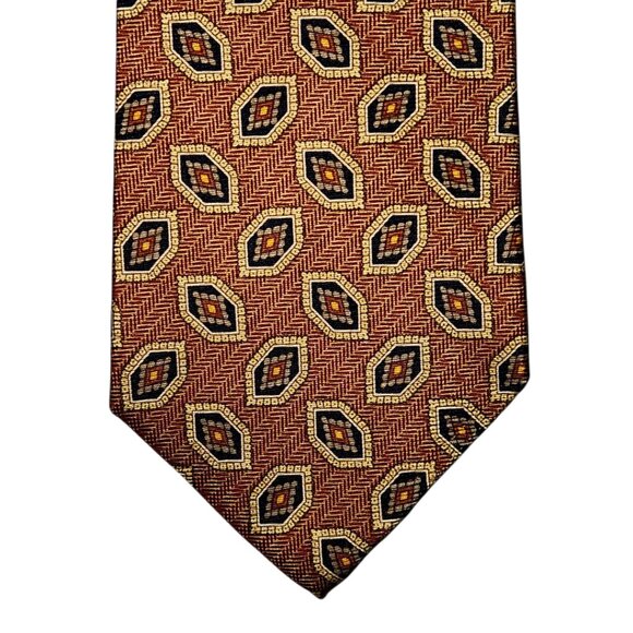 Vintage Burberrys of London Necktie Multicolor Geometric Silk Hand Sewn in USA - Picture 1 of 6